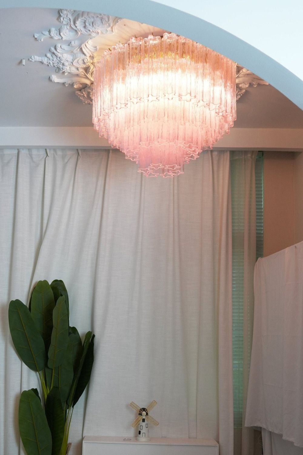Large Pink Art Glass Tronchi Ceiling Light - view 2 | everlamps