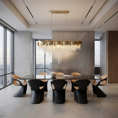 Amadeo Oval Brass Crystal Chandelier