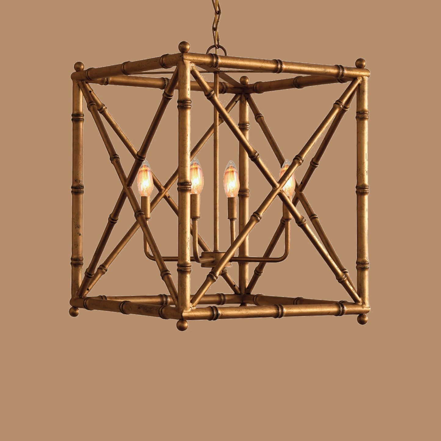 Bamboo Style Geometric Lantern Chandelier