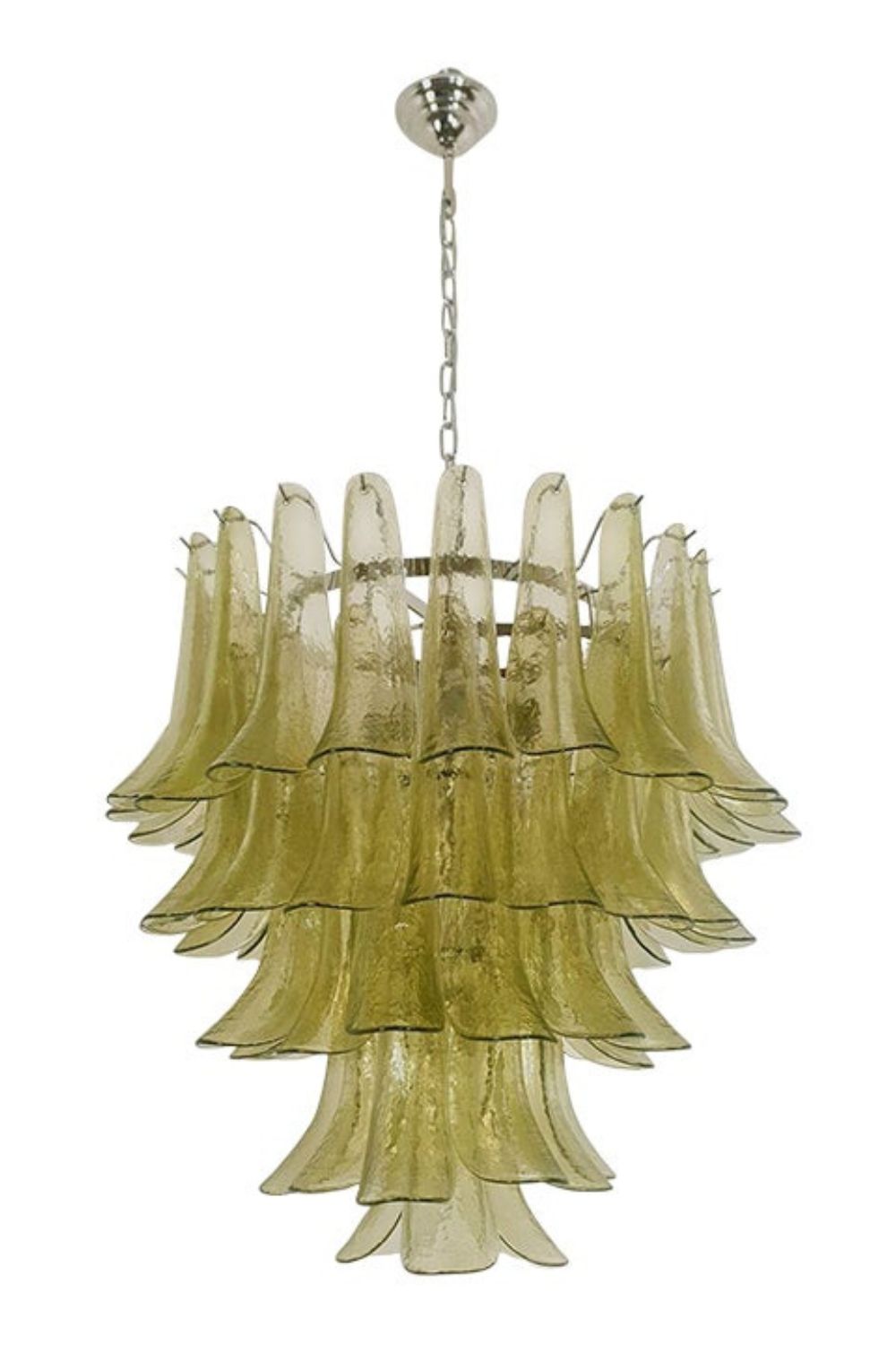 1970s Green Art Glass Petal Chandelier - view 11 | everlamps