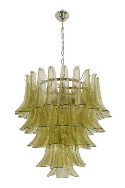 1970s Green Art Glass Petal Chandelier - view 11 | everlamps