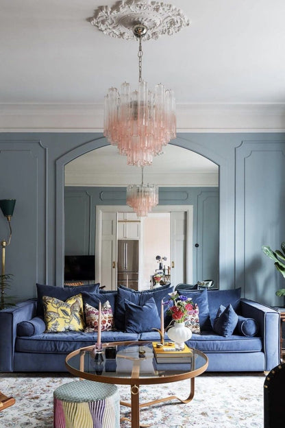 Pink Gradient Art Glass Tube Chandelier - view 3 | everlamps