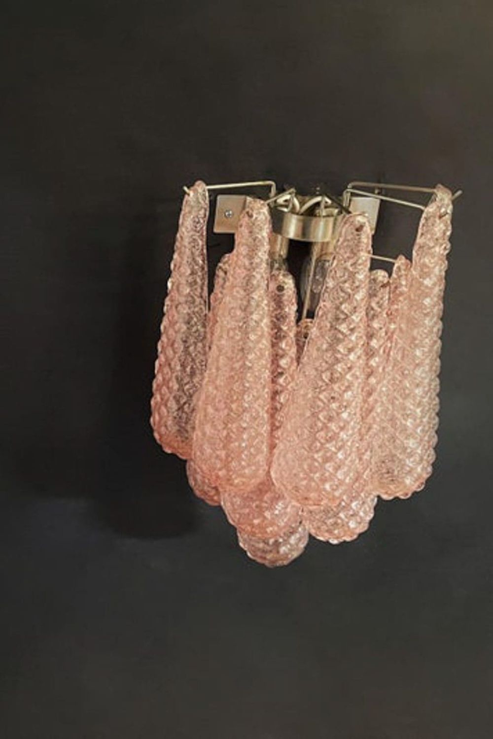 1970s Pink Art Glass Petal Wall Lamp - view 3 | everlamps