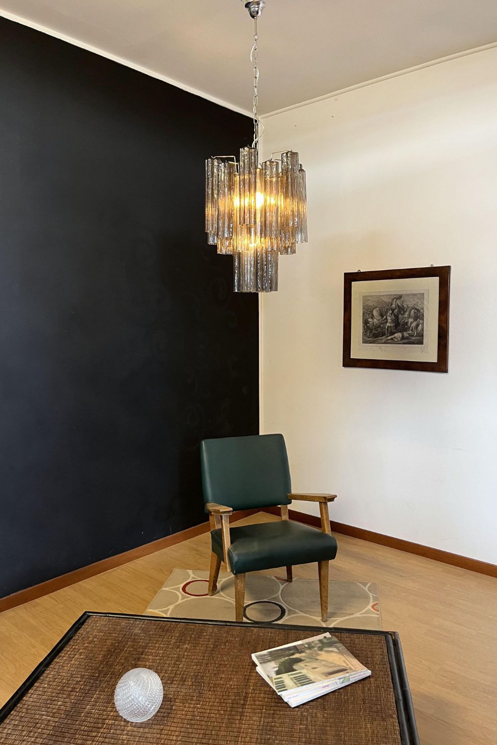 Vintage Smoked Glass Tube Chandelier - view 2 | everlamps