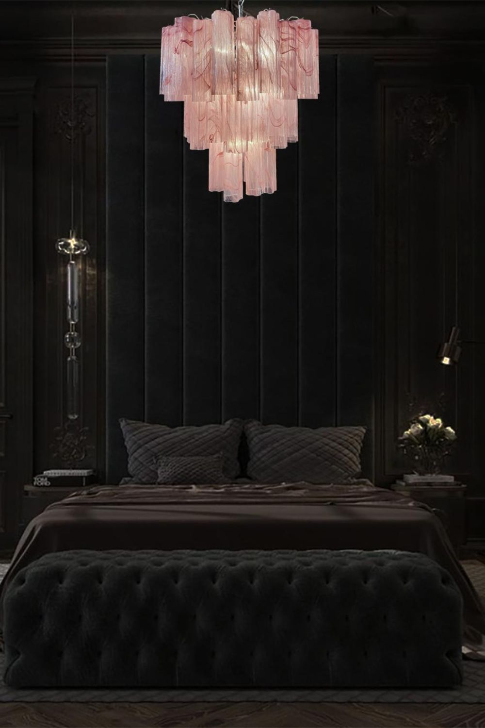 Ruby Glow Art Three-Tier Glass Chandelier - view 4 | everlamps