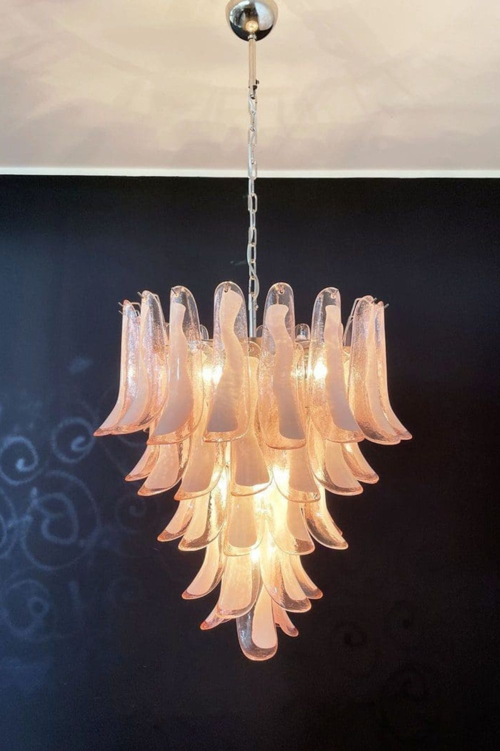 Art Blush Pink Glass Petal Chandelier - view 3 | everlamps