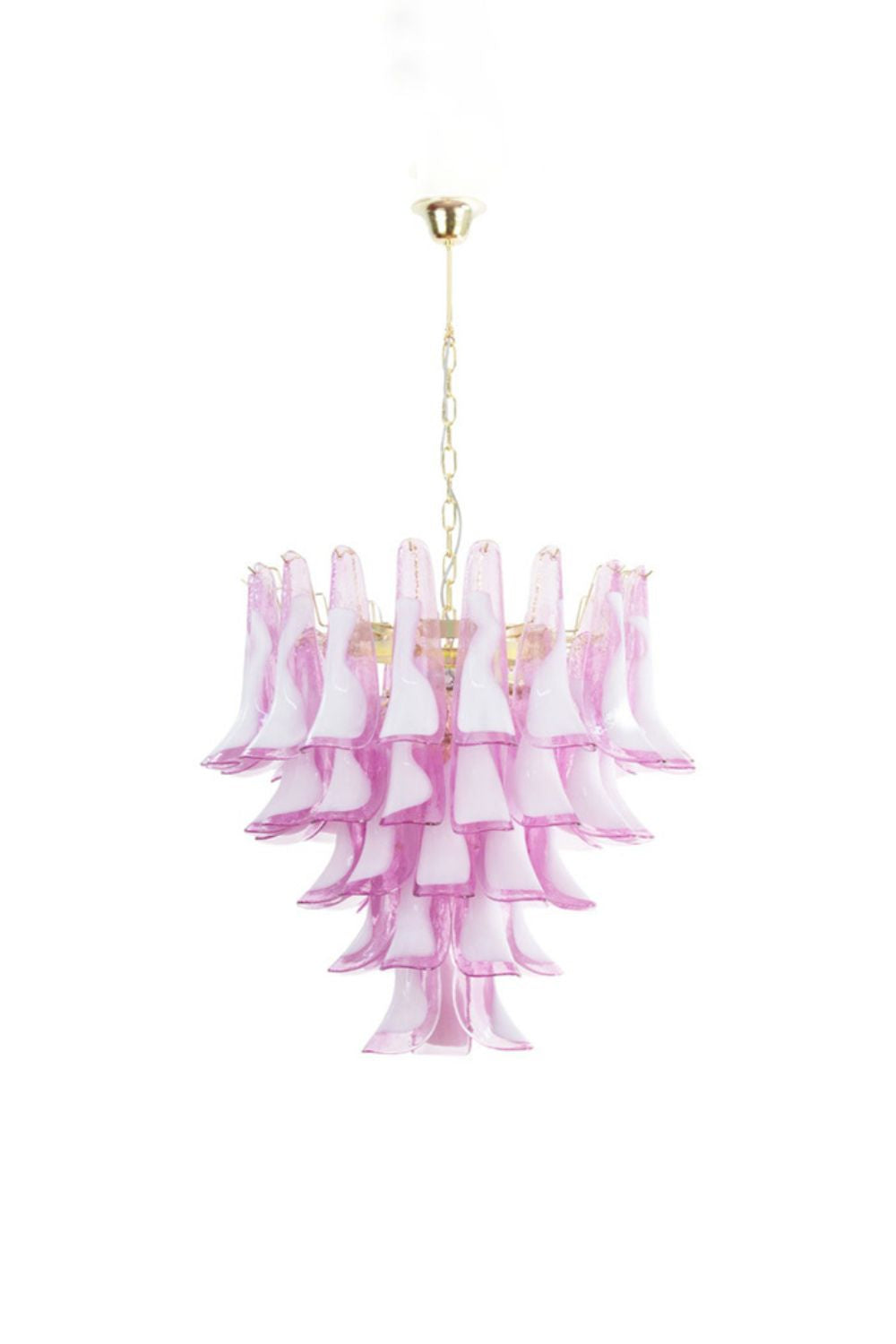 Fuchsia and White Art Glass Petal Tiered Chandelier | everlamps