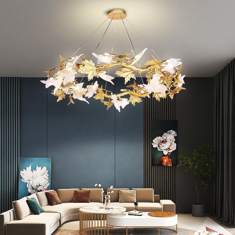 Branch Maple Leaf Crystal Chandelier