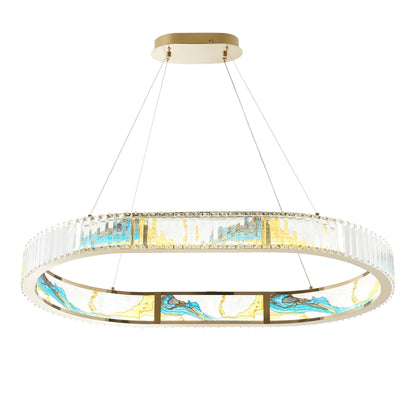 Marin Oval Colorful Crystal Chandelier Lighting 42“