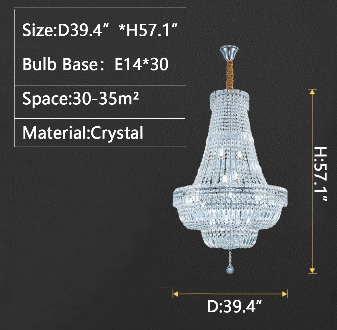 D39.4"*H57.1" chandelier,chandeliers,modern chandeliers,living room,dining room chandeliers,villa,crystal,luxury,multi-layer
