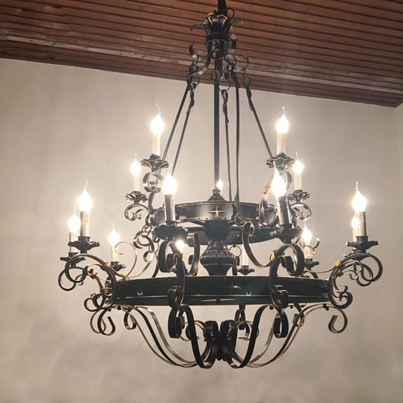 Vintage Iron Simple Candle Art Chandelier for Living Room / Villa / Stairs - Yovalighting