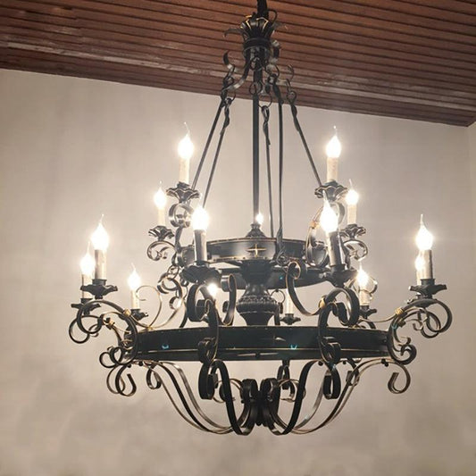 Vintage Iron Simple Candle Art Chandelier for Living Room / Villa / Stairs - Yovalighting