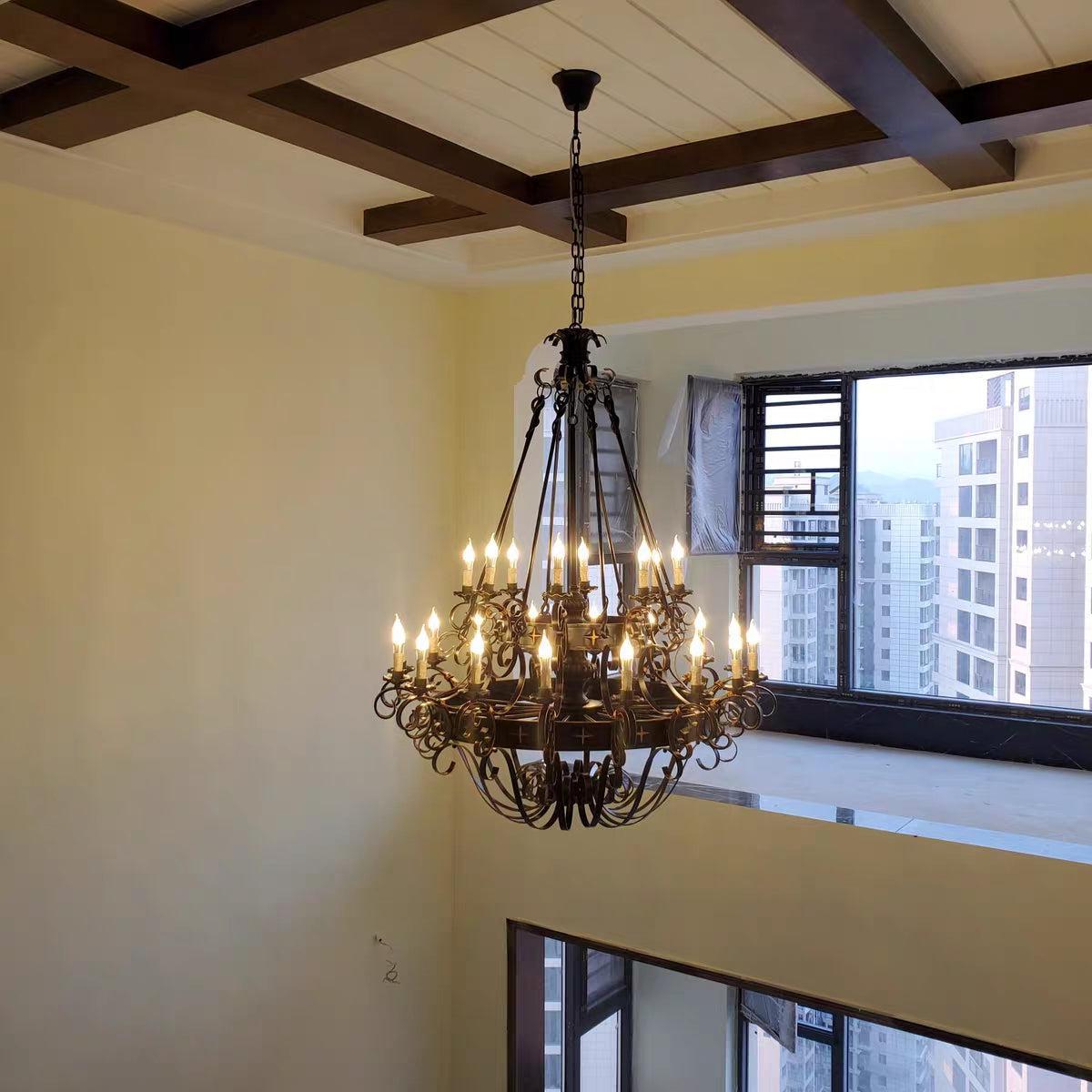 Vintage Iron Simple Candle Art Chandelier for Living Room / Villa / Stairs - Yovalighting