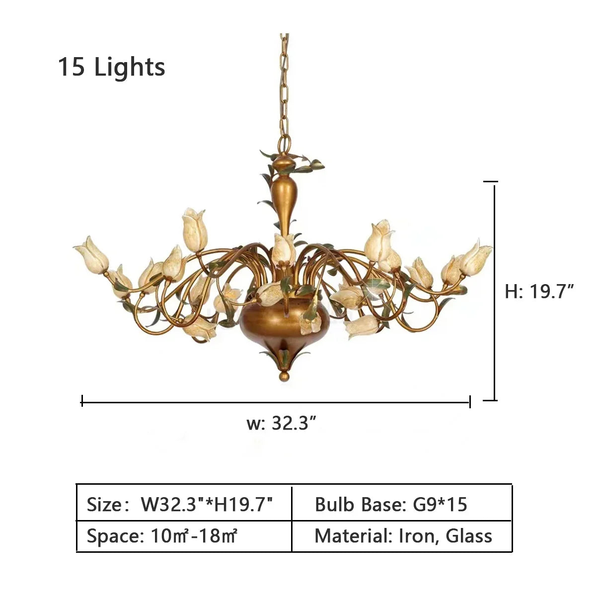European Country Style Creative Beautiful Vintage Tulip Flower Chandelier for Dining Room Bedroom Living Room Kids Room
