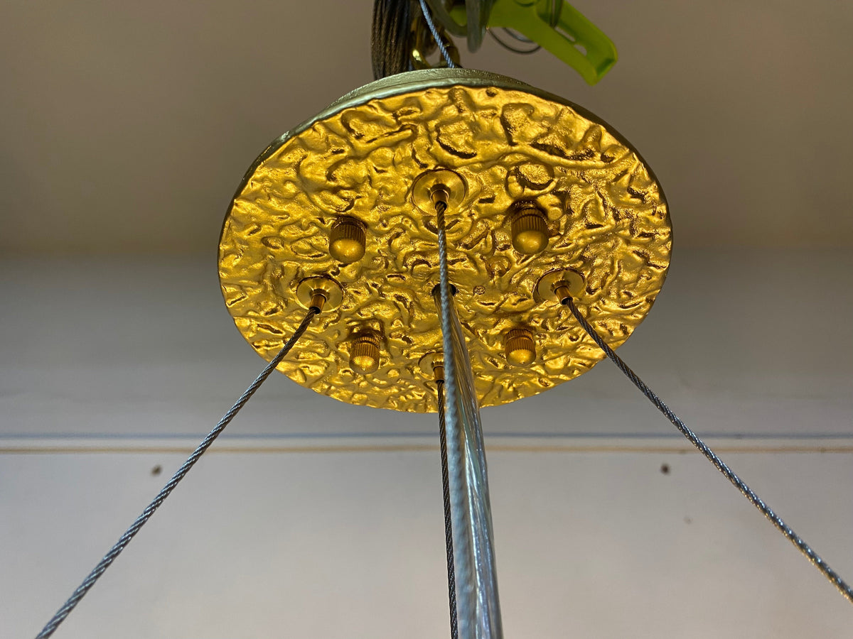 Post-Modern Art Brass and Ceramics Flower Pendant Branch Chandelier for Living/Dining Room
