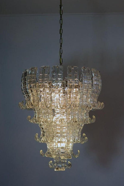 1970s Felci-Style Art Glass Tiered Chandelier - view 3 | everlamps
