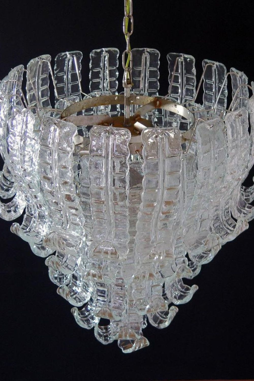 1970s Felci-Style Art Glass Tiered Chandelier - view 7 | everlamps
