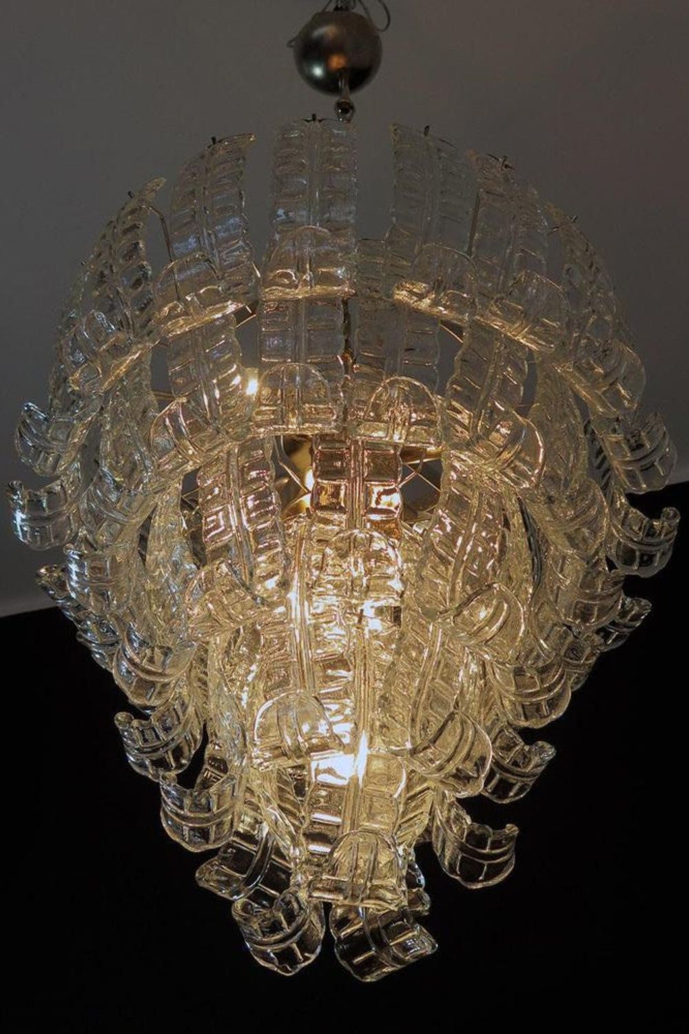1970s Felci-Style Art Glass Tiered Chandelier - view 8 | everlamps