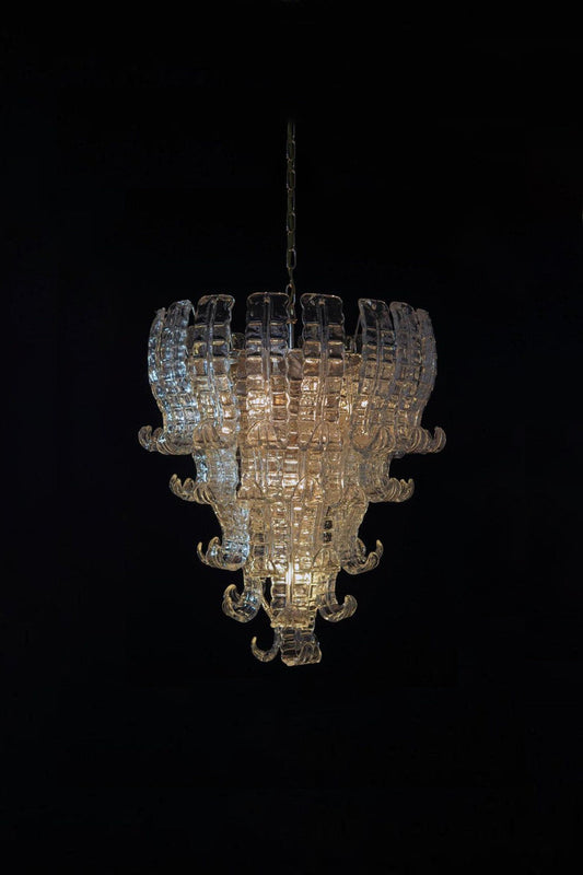 1970s Felci-Style Art Glass Tiered Chandelier - view 2 | everlamps