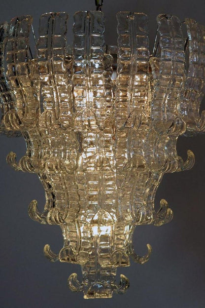 1970s Felci-Style Art Glass Tiered Chandelier - view 10 | everlamps