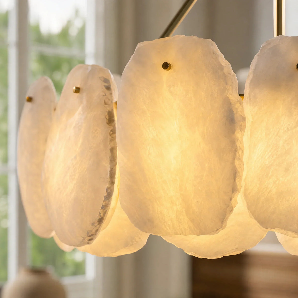Spanish Alabaster 24" Circular Chandelier