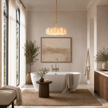 Spanish Alabaster 24" Circular Chandelier