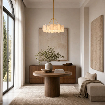 Spanish Alabaster 24" Circular Chandelier
