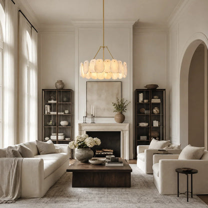 Spanish Alabaster 24" Circular Chandelier