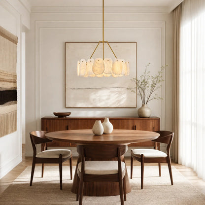 Spanish Alabaster 24" Circular Chandelier