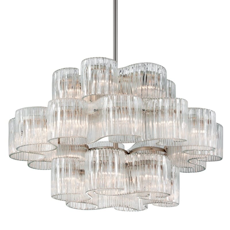 Riva 24 Light Large Organic Ribbed Glass Chandelier 45"D