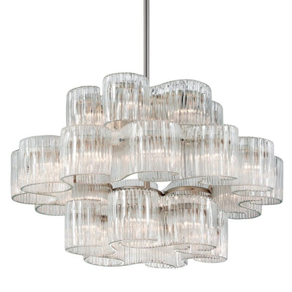 Riva 24 Light Large Organic Ribbed Glass Chandelier 45"D