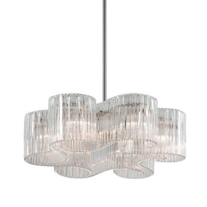 Riva 6 Light Organic Ribbed Glass Chandelier 27”D