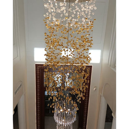 Elegant Rainfall Blue Gem Glass Chandelier: Dazzling Italian Concept Lighting Fixture