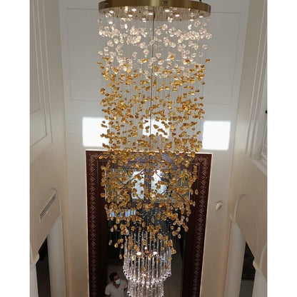 Elegant Rainfall Blue Gem Glass Chandelier: Dazzling Italian Concept Lighting Fixture