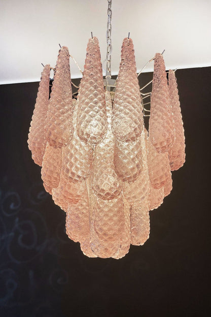 Pink Art Glass Teardrop Chandelier - view 4 | everlamps