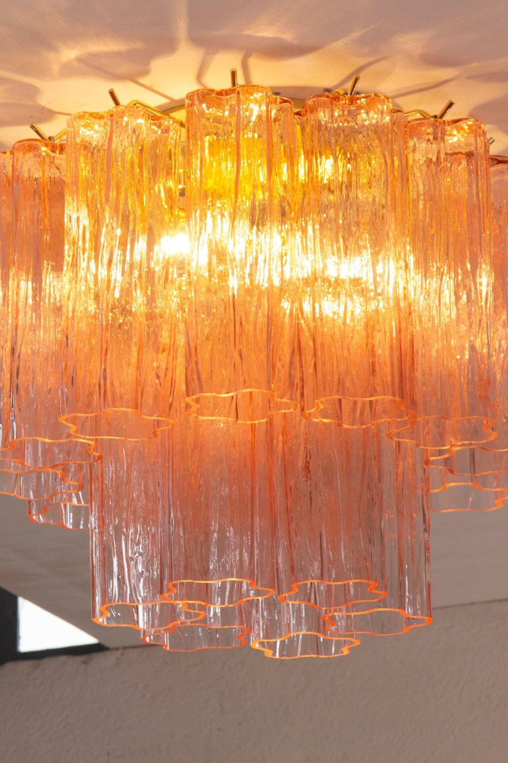 Vintage Pink Murano Tronchi Glass Ceiling Light - view 3 | everlamps