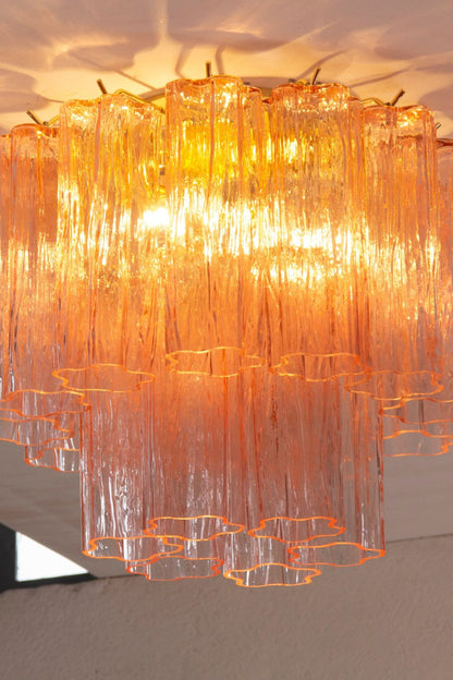 Vintage Pink Murano Tronchi Glass Ceiling Light - view 3 | everlamps
