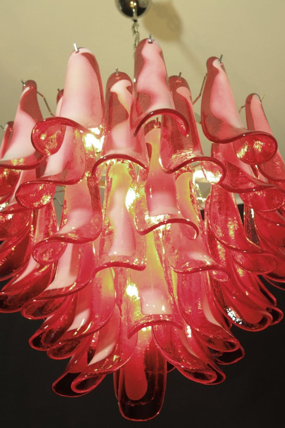 Red Art Glass Petal Chandelier - view 13 | everlamps