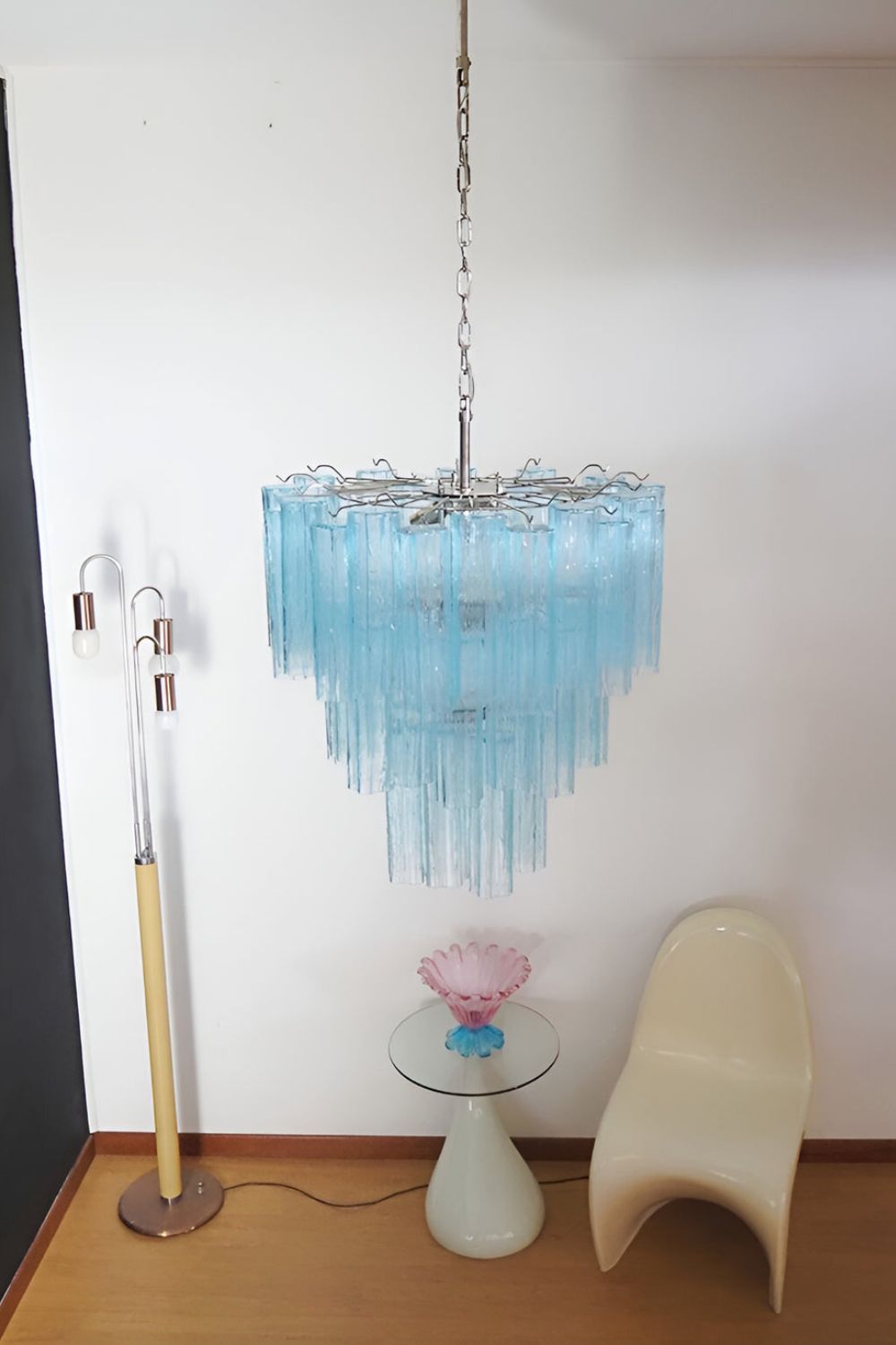 Three-tier Art Venetian blue glass chandelier - view 2 | everlamps
