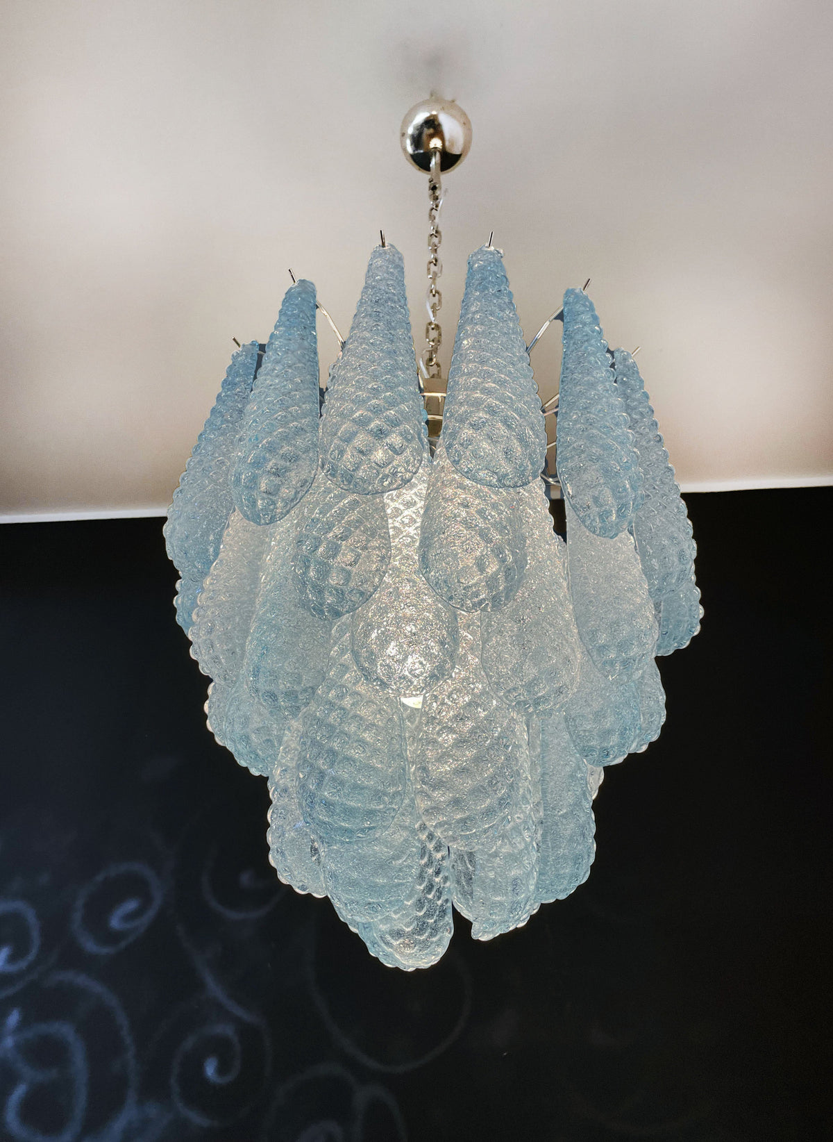 Vintage Italian Blue Art Teardrop Chandelier - view 3 | everlamps