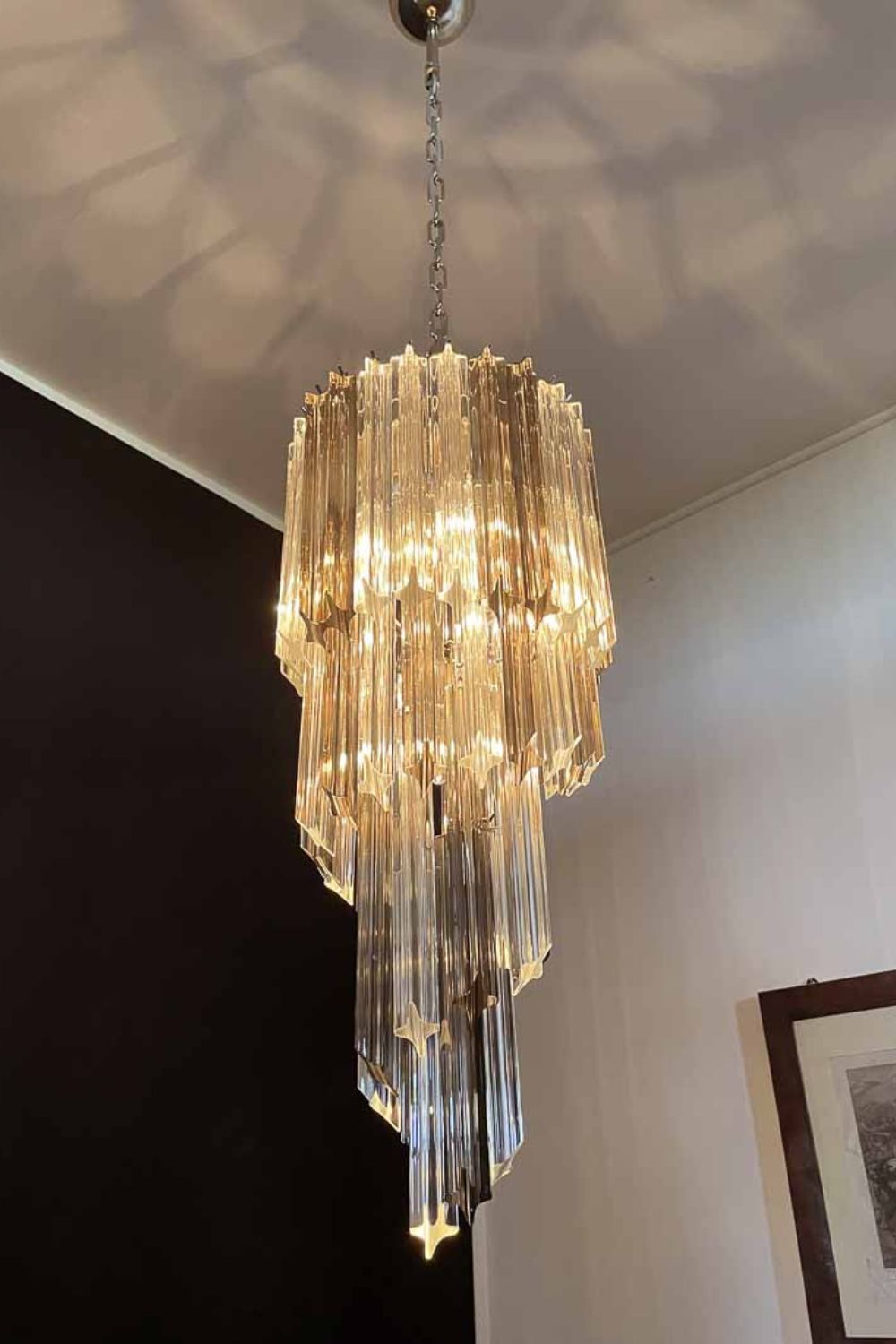 Vintage Smoked Art Glass Prism Spiral Chandelier - view 4 | everlamps