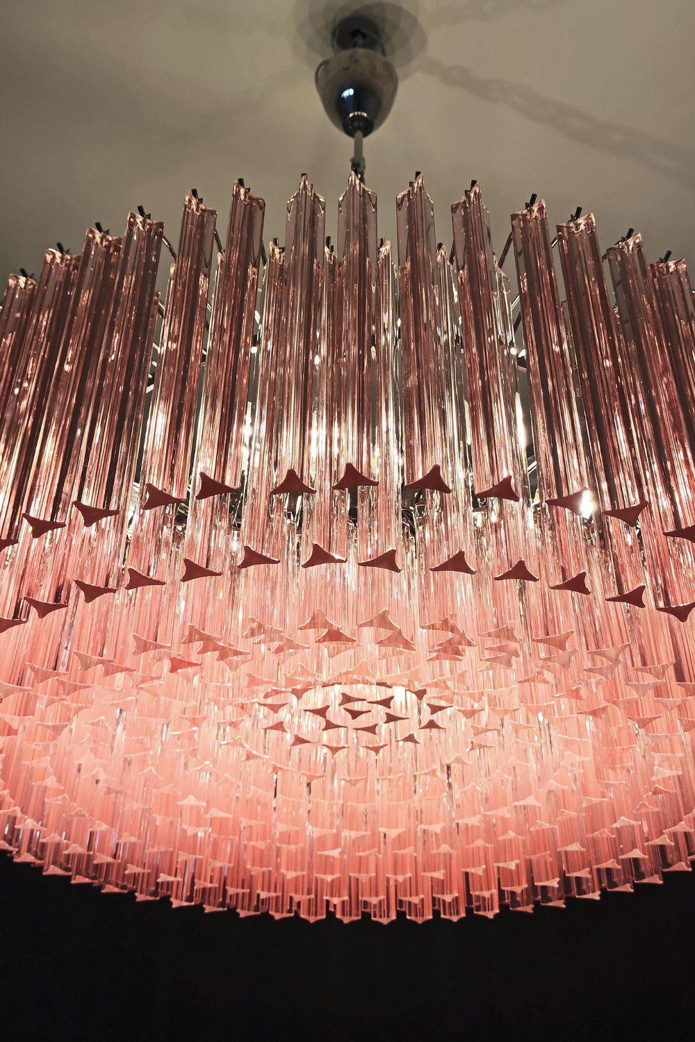 Large pink Art Triedri glass prism chandelier - view 12 | everlamps