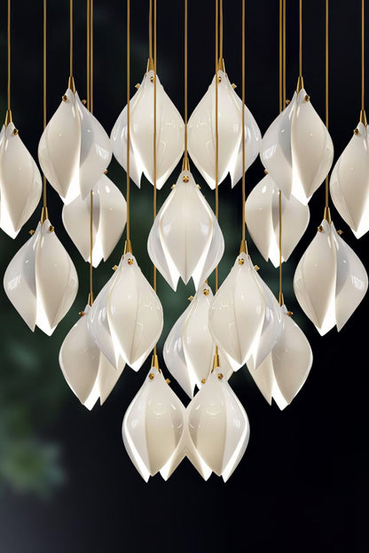 Gold Stem Ceramic Flower Chandelier - view 18 | everlamps
