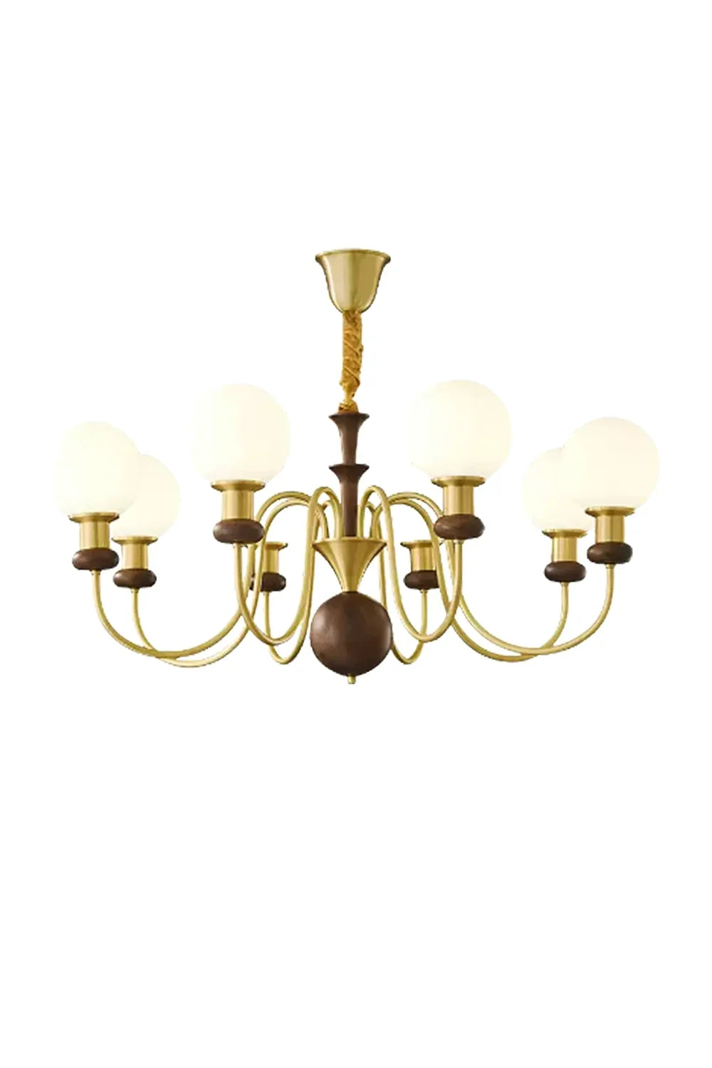 Vintage Walnut Wood Globe Chandelier - view 13 | everlamps