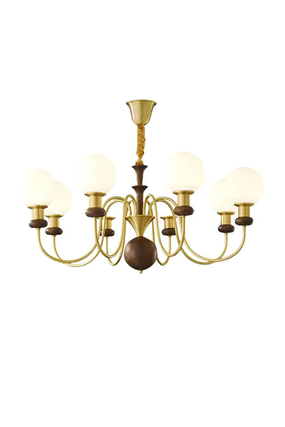 Vintage Walnut Wood Globe Chandelier - view 13 | everlamps