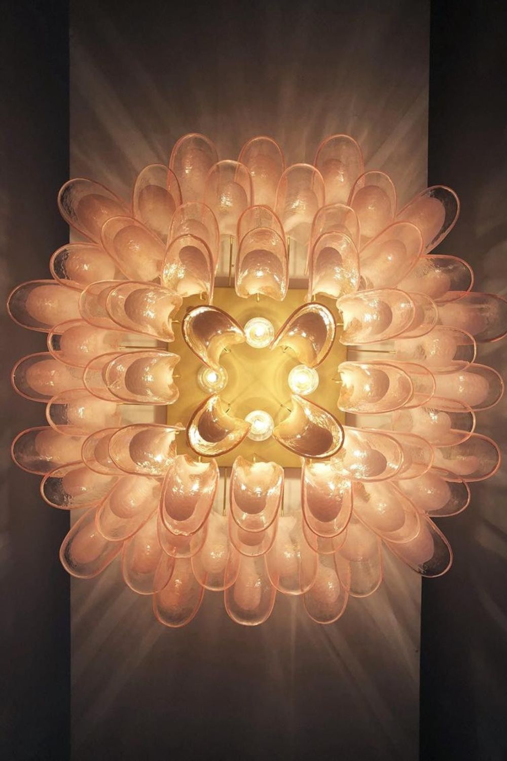 1990s Italian Art Pink Flower Chandelier - view 3 | everlamps