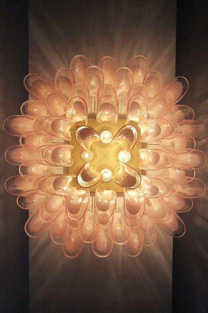 1990s Italian Art Pink Flower Chandelier - view 3 | everlamps