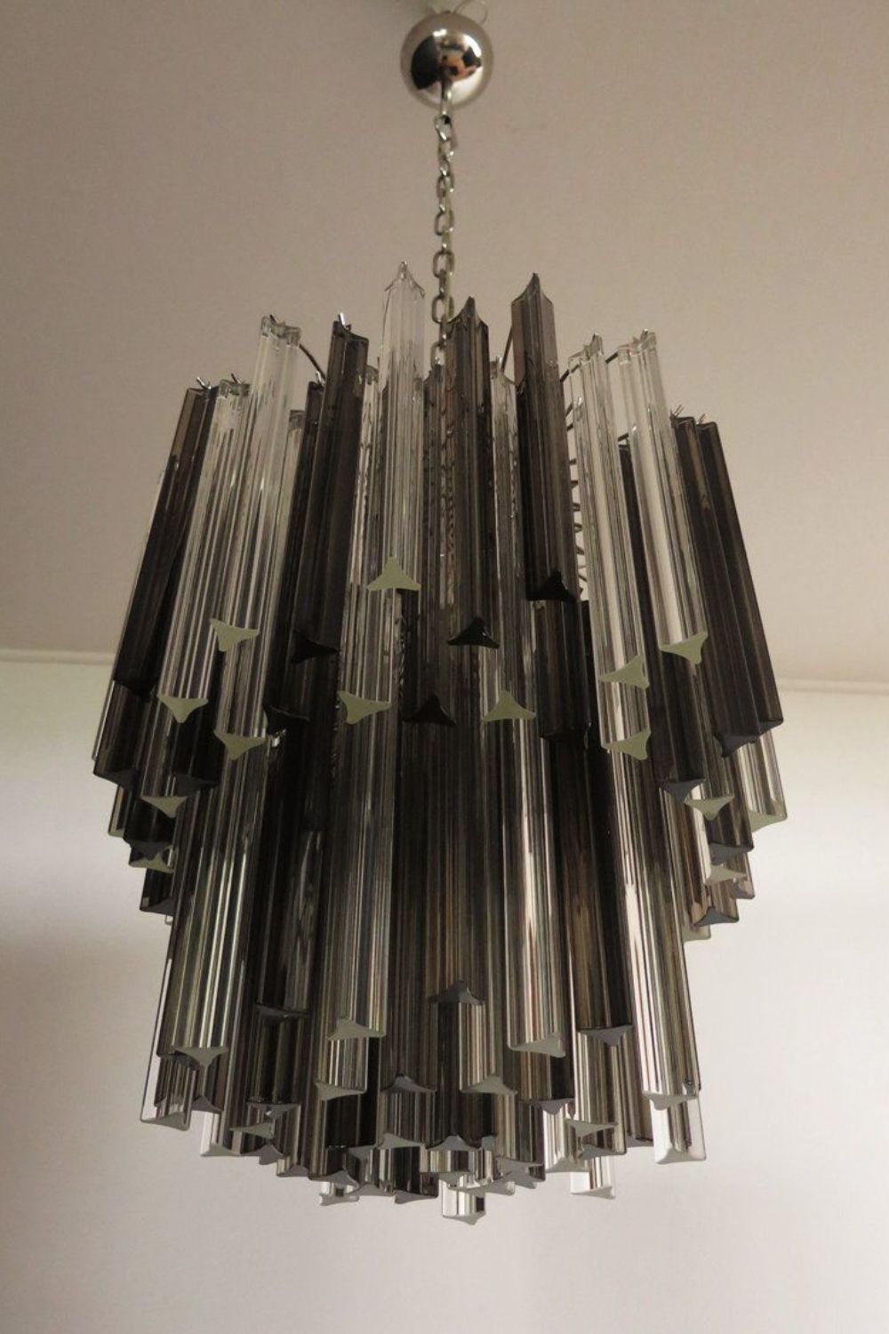 Smoked and Clear Art Glass Prism Chandelier - view 10 | everlamps