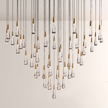 Raindrop Glass Round Solitaire Chandelier -Everlamps
