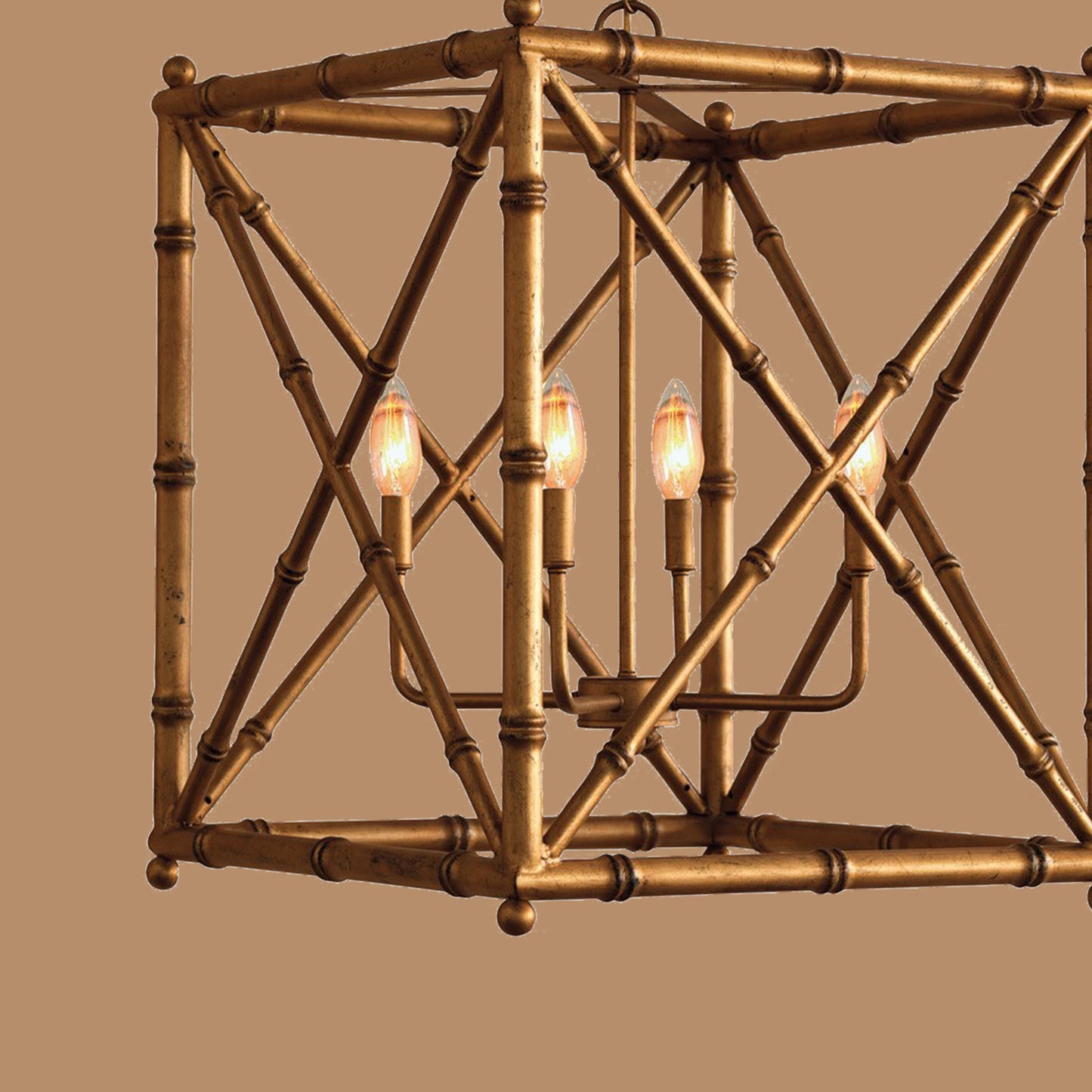 Bamboo Style Geometric Lantern Chandelier